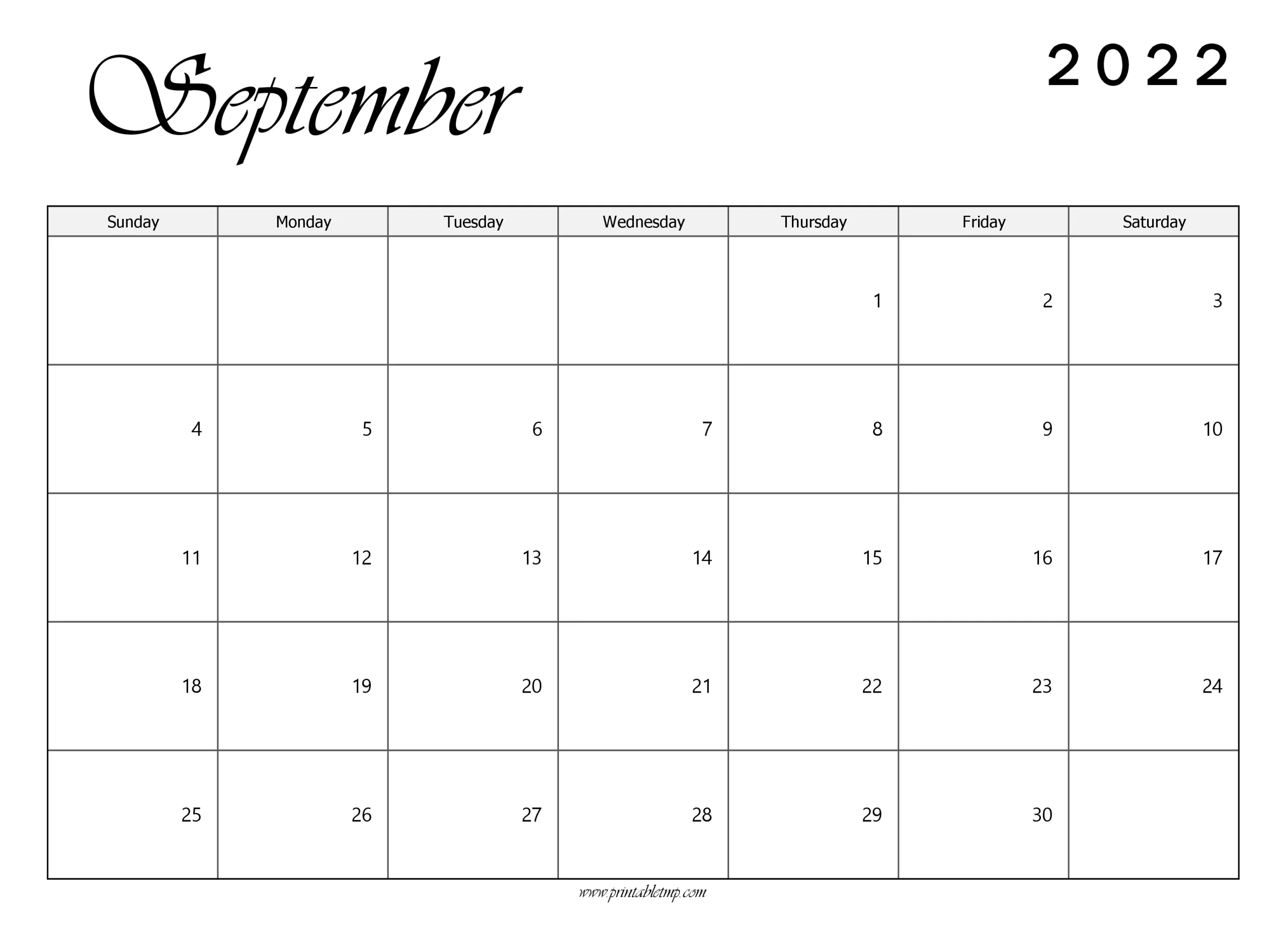 Cute September 2022 Calendar Printable Template for Students