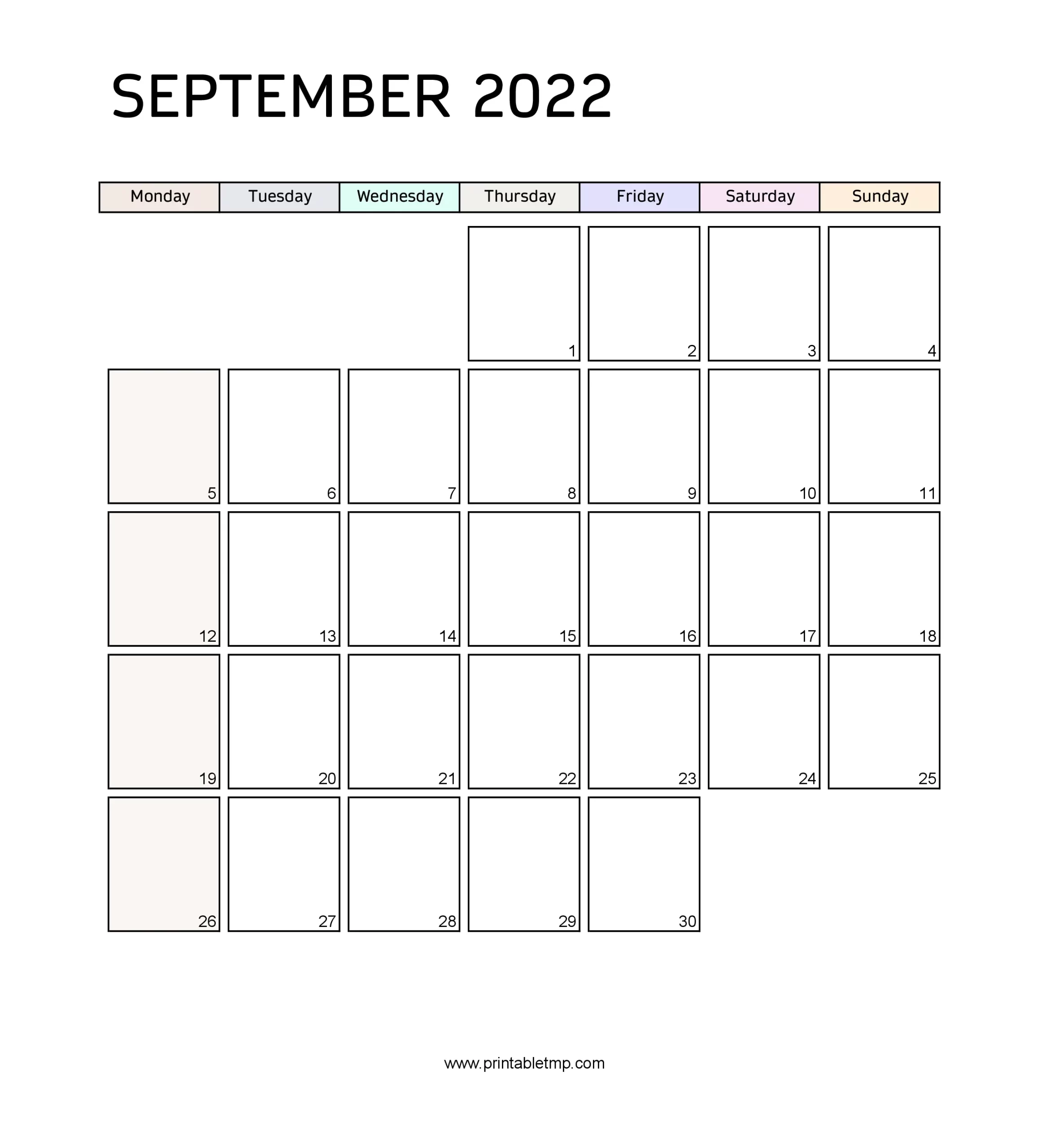 Cute September 2022 Calendar Template to Print