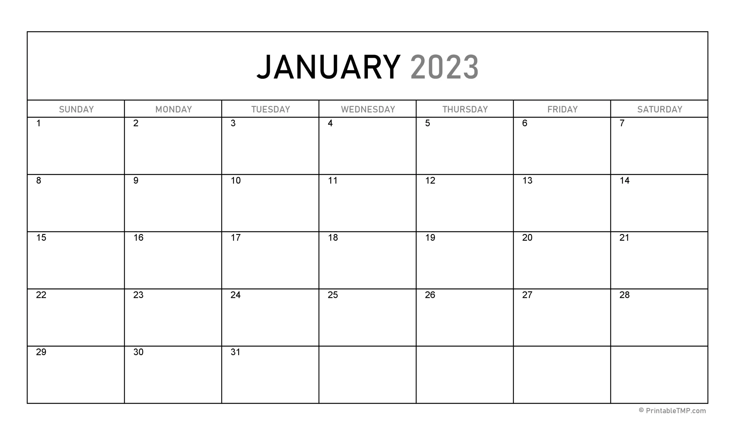 FREE Printable January 2023 Calendar Templates