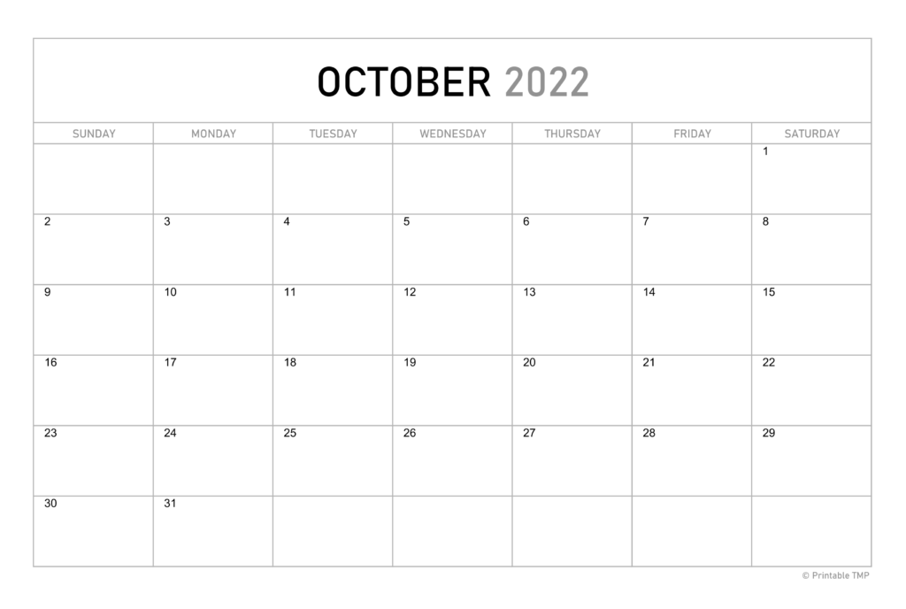 Free Printable October 2022 Calendar | List of Holidays