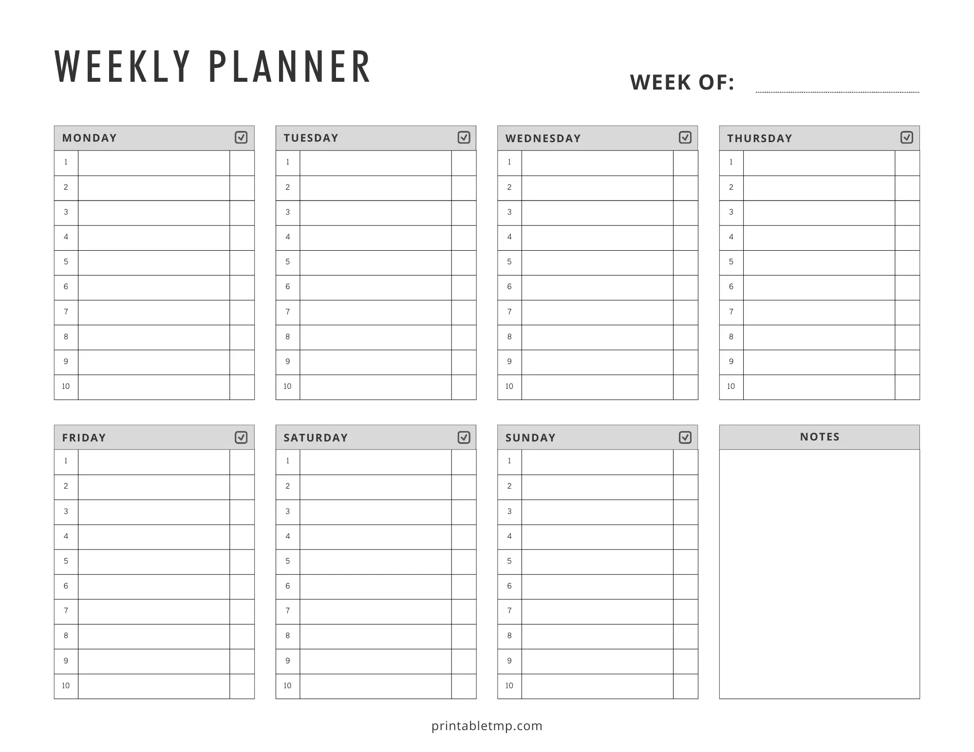 Printable Weekly Planner with To Do List
